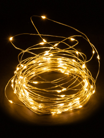 Гирлянда светодиодная "Роса100" 100LED, 10м, 3000К, 3хАА, TDM