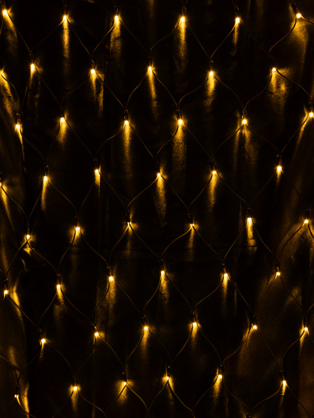 Гирлянда светодиодная "Сеть" 1,5х1,5 м, 120LED, 2700К, черный шнур, посл. подкл, IP65, 250 В, TDM