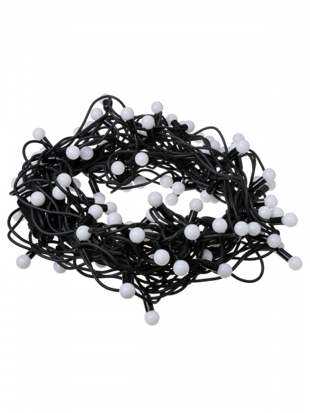 Гирлянда светодиодная "Шарики" 100LED, 10м, многоцвет., каучук чер., посл.подключ., 250 В, IP65, TDM