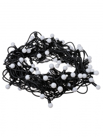 Гирлянда светодиодная "Шарики" 100LED, 10м, многоцвет., каучук чер., посл.подключ., 250 В, IP65, TDM