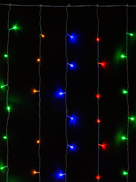 Гирлянда светодиодная "Занавес" 1,5х1,5 м, 168LED, многоцветн., 8 режимов, 250 В, IP20, TDM