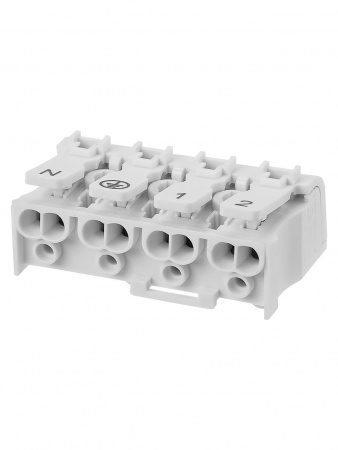 Клемма пружинная соединительная КСПн4-2L+N+PE, 16 A, с монтажной ножкой TDM