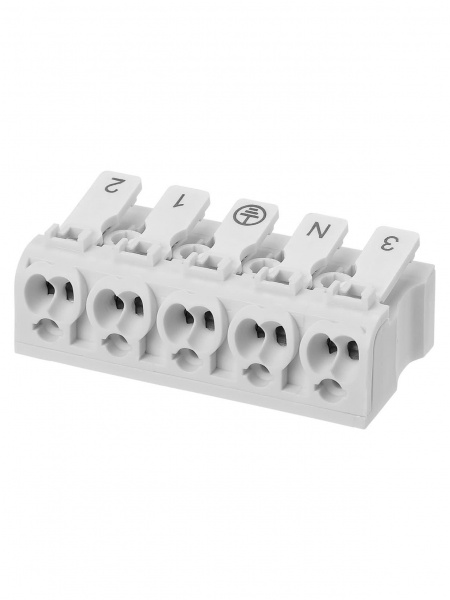Клемма пружинная соединительная КСПн5-3L+N+PE, 16 A, с монтажной ножкой TDM