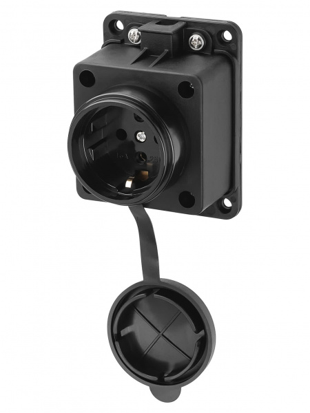 Розетка настенная с заглушкой каучук 2Р+РЕ 16А 250В IP44 TDM
