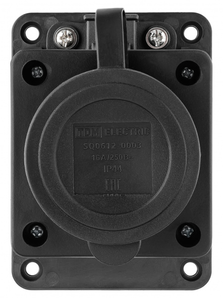 Розетка настенная с заглушкой каучук 2Р+РЕ 16А 250В IP44 TDM