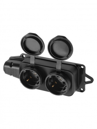 Розетка двухместная с заглушками каучук 2Р+РЕ 16А 250В IP44 TDM