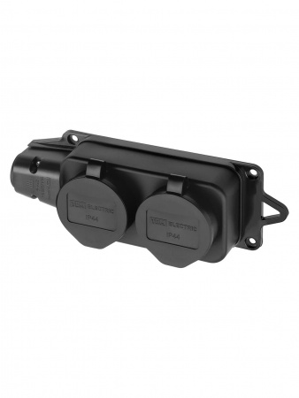 Розетка двухместная с заглушками каучук 2Р+РЕ 16А 250В IP44 TDM