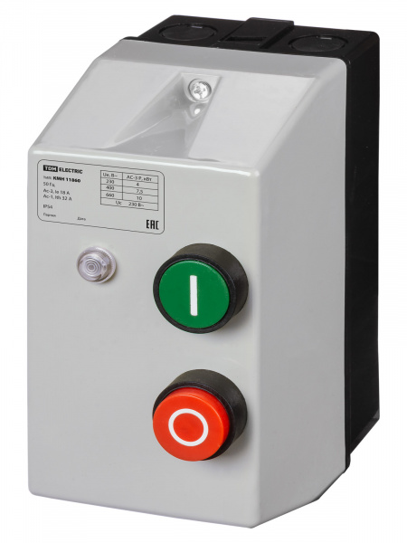 Контактор КМН11860 18А в оболочке с индикатором Ue=220В/АС3 IP54 TDM