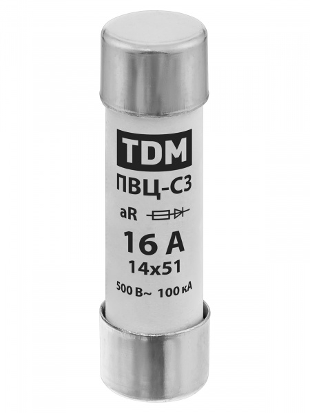 Плавкая вставка ПВЦ-С3 14х51 aR (быстродействующая) 16А TDM