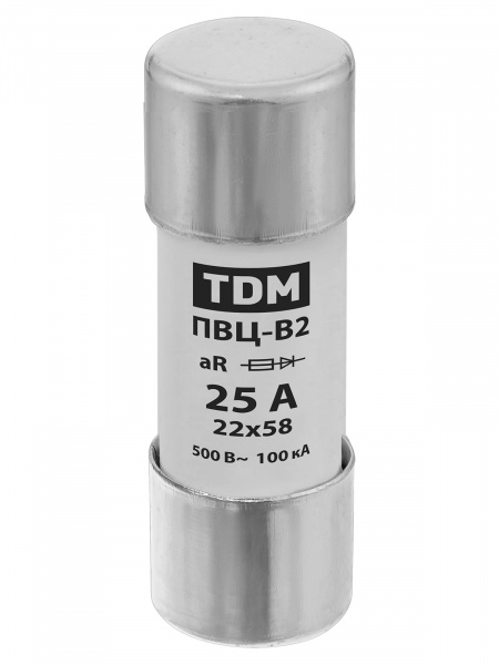 Плавкая вставка ПВЦ-B2 22х58 aR (быстродействующая) 25А TDM