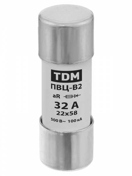 Плавкая вставка ПВЦ-B2 22х58 aR (быстродействующая) 32А TDM