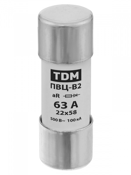 Плавкая вставка ПВЦ-B2 22х58 aR (быстродействующая) 63А TDM