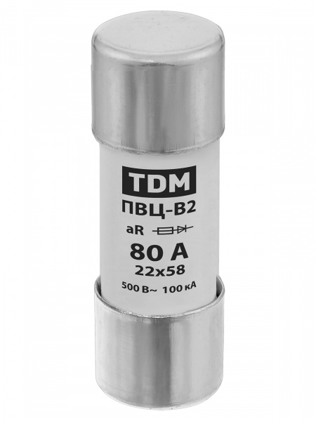 Плавкая вставка ПВЦ-B2 22х58 aR (быстродействующая) 80А TDM