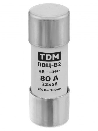 Плавкая вставка ПВЦ-B2 22х58 aR (быстродействующая) 80А TDM