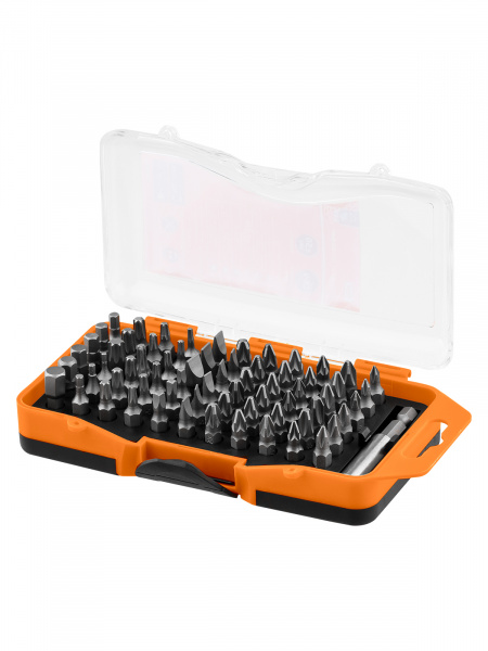 Набор бит №4, 66 бит: SL, PH, PZ, HEX, TORX, SQ,  удлинитель, сталь CR-V, в пласт. держ.«Алмаз» TDM