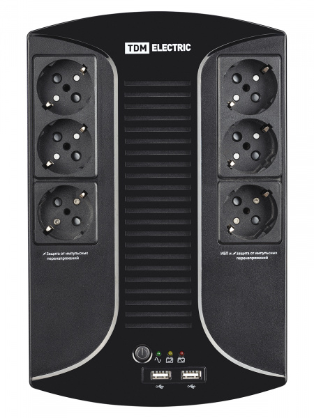 Источник бесперебойного питания ИБП 850 ВА 6 розеток +2USB TDM