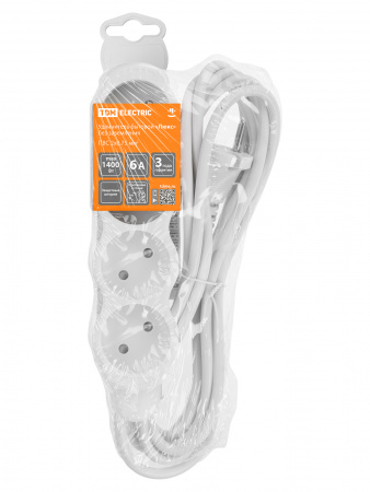 Удлинитель бытовой  "Люкс" УЛ4 4 гнезда, 7м, б/з, с з/ш, ПВС 2х0,75 мм2  10А/250В бело-серый TDM