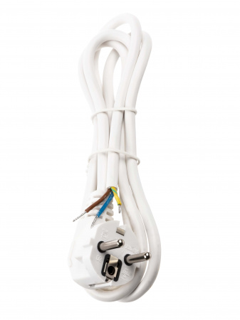 Шнур сетевой с вилкой ПВС-ВП 3x0,75мм² 5м с/з белый TDM