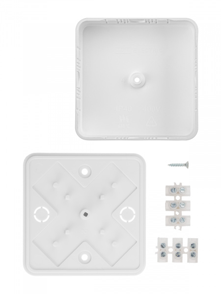 Коробка распаячная КР 75х75х20 ОП с клем. колодкой белая IP40 TDM