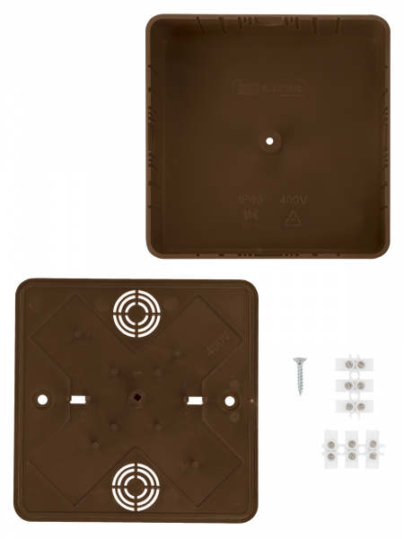 Коробка распаячная КР 100х100х44 ОП бук, с клем. колодкой, IP40, инд. штрихкод TDM