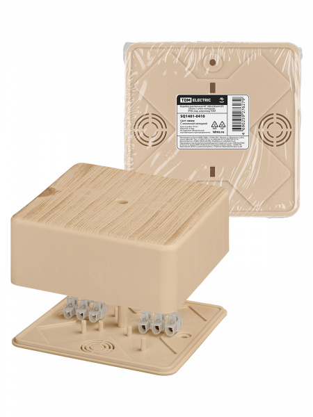 Коробка распаячная КР 100х100х44 ОП сосна, с клем. колодкой, IP40, инд. штрихкод TDM