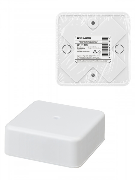 Коробка распаячная КР 75х75х28 ОП белая, IP40, инд. штрихкод TDM