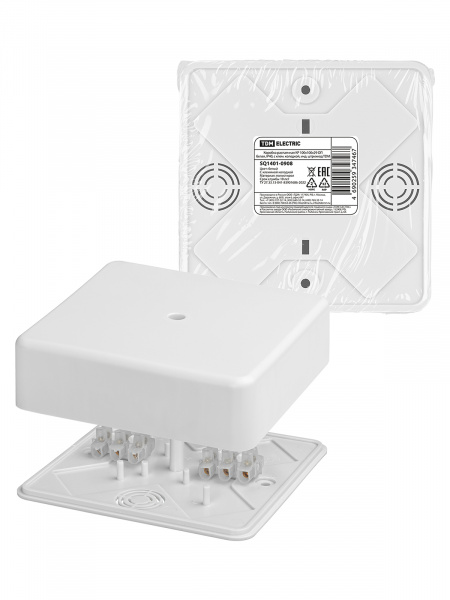 Коробка распаячная КР 100х100х29 ОП белая, IP40, с клем. колодкой, инд. штрихкод TDM