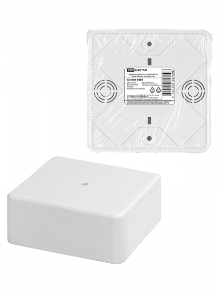 Коробка распаячная КР 100х100х44 ОП белая, IP40, инд. штрихкод TDM