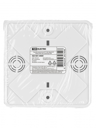 Коробка распаячная КР 100х100х44 ОП белая, IP40, инд. штрихкод TDM