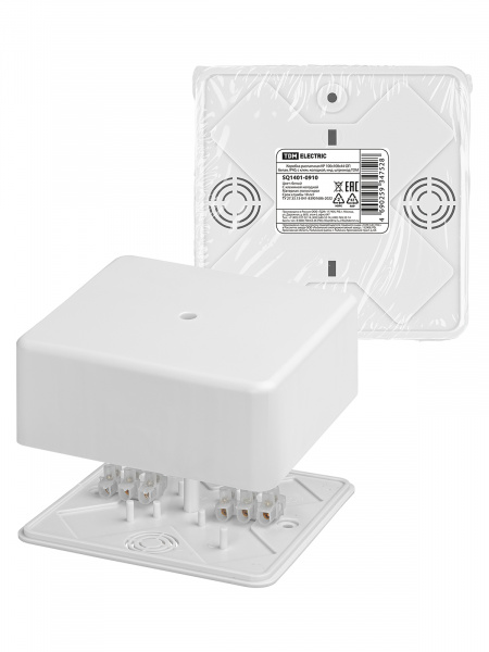 Коробка распаячная КР 100х100х44 ОП белая, IP40, с клем. колодкой, инд. штрихкод TDM