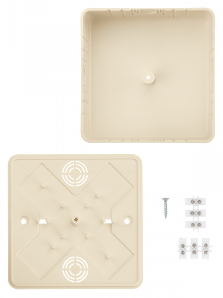 Коробка распаячная КР 100х100х44 ОП, сл. кость, IP40, инд. штрихкод TDM