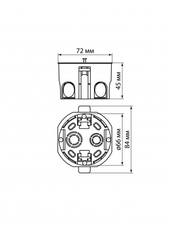 Установочная коробка СП D68х45мм, саморезы, пл. лапки, синяя, IP20, TDM