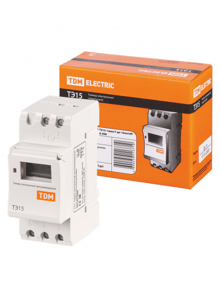 Таймер электронный на DIN-рейку ТЭ15-1мин/7дн-16on/off-16А-DIN TDM