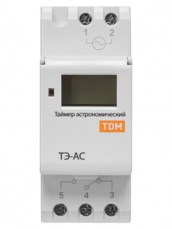 Таймер электронный на DIN-рейку астрономический ТЭ-АС-1мин/24ч-8on/off-16А-DIN TDM
