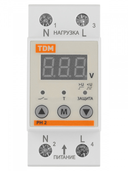 Реле напряжения 1ф РН 2 40А-220В (LED-дисплей) TDM