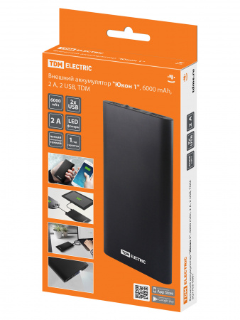 Внешний аккумулятор "Юкон 1", 6000 mAh, 2 А, 2 USB, TDM