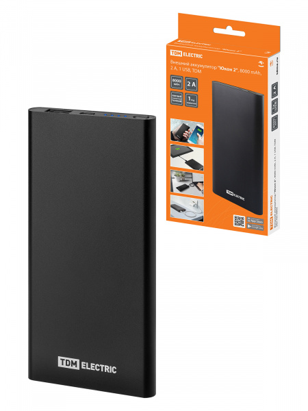 Внешний аккумулятор "Юкон 2", 8000 mAh, 2 А, 1 USB, TDM