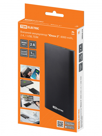 Внешний аккумулятор "Юкон 2", 8000 mAh, 2 А, 1 USB, TDM