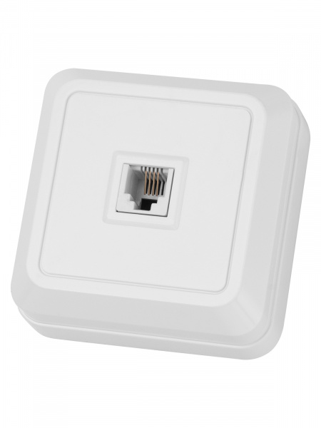 Розетка TФ (RJ-11) открытой установки IP20, белая "Ладога" TDM
