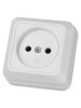 Розетка 2П открытой установки IP20 10А 250В (керамика) белая "Ладога" TDM