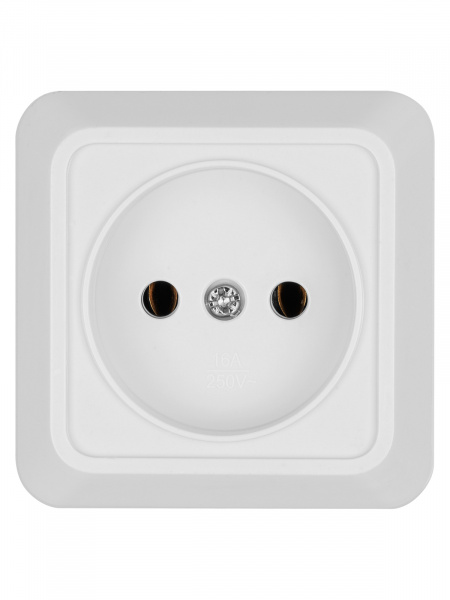 Розетка 2П открытой установки IP20 10А 250В (керамика) белая "Ладога" TDM