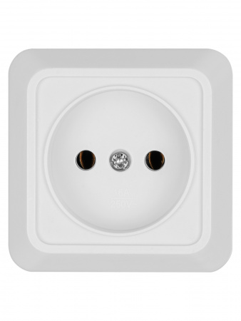 Розетка 2П открытой установки IP20 10А 250В (керамика) белая "Ладога" TDM