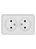 Розетка двойная 2П открытой установки IP20 10А 250В (керамика) белая "Ладога" TDM