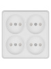 Розетка четырехместная 2П открытой установки IP20 10A с защитными шторками белая "Ладога" TDM