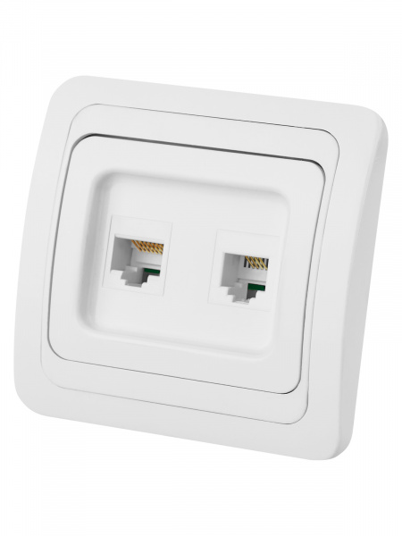 Розетка компьютерная RJ-45 + TФ (RJ-11) белая "Валдай" TDM