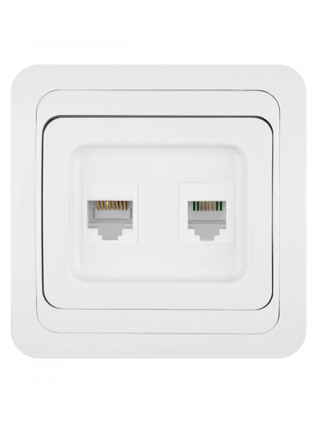 Розетка компьютерная RJ-45 + TФ (RJ-11) белая "Валдай" TDM