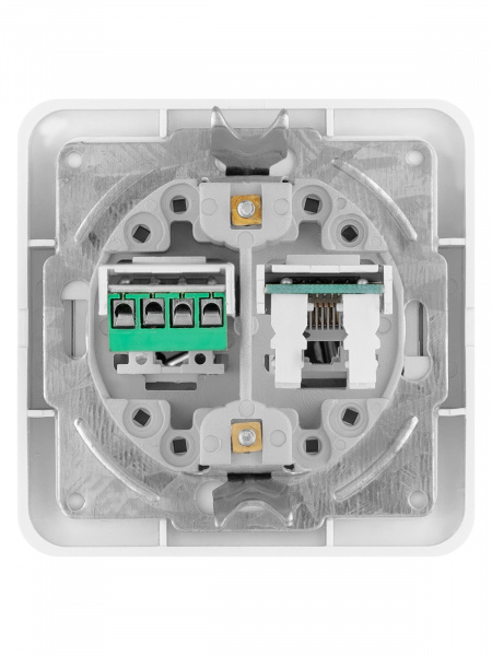 Розетка компьютерная RJ-45 + TФ (RJ-11) белая "Валдай" TDM