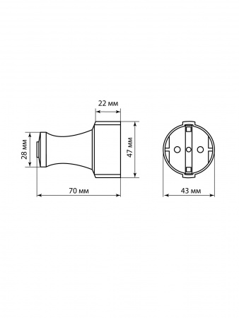 Кабельная розетка рифленая 2П+З 16А 250B черная TDM