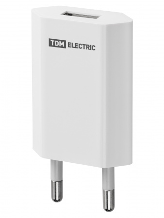 Сетевое зарядное устройство, СЗУ 1, 1 А, 1 USB, белый, TDM