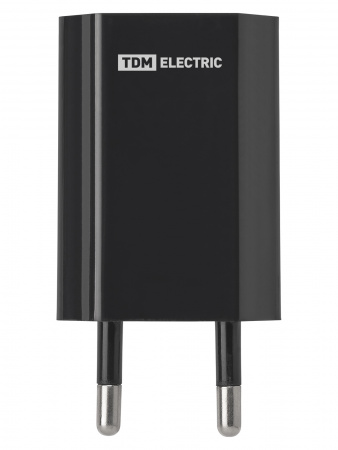 Сетевое зарядное устройство, СЗУ 2, 1 А, 1 USB, черный, TDM